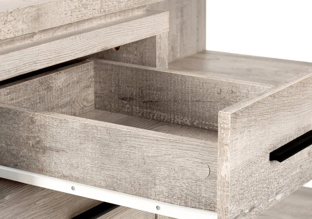 47" Gray L Shape Computer Desk With Three Drawers - NOBLE HOME INTERIORS