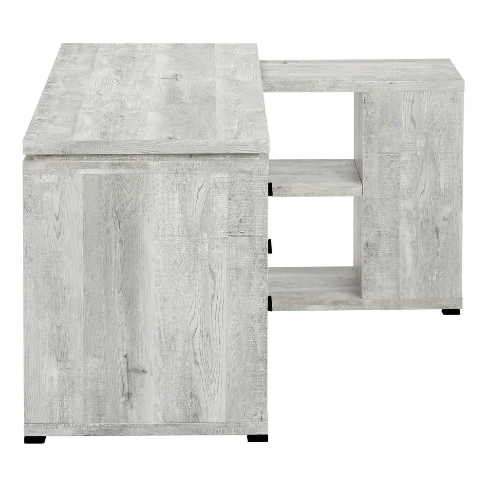 47" Gray L Shape Computer Desk With Three Drawers - NOBLE HOME INTERIORS