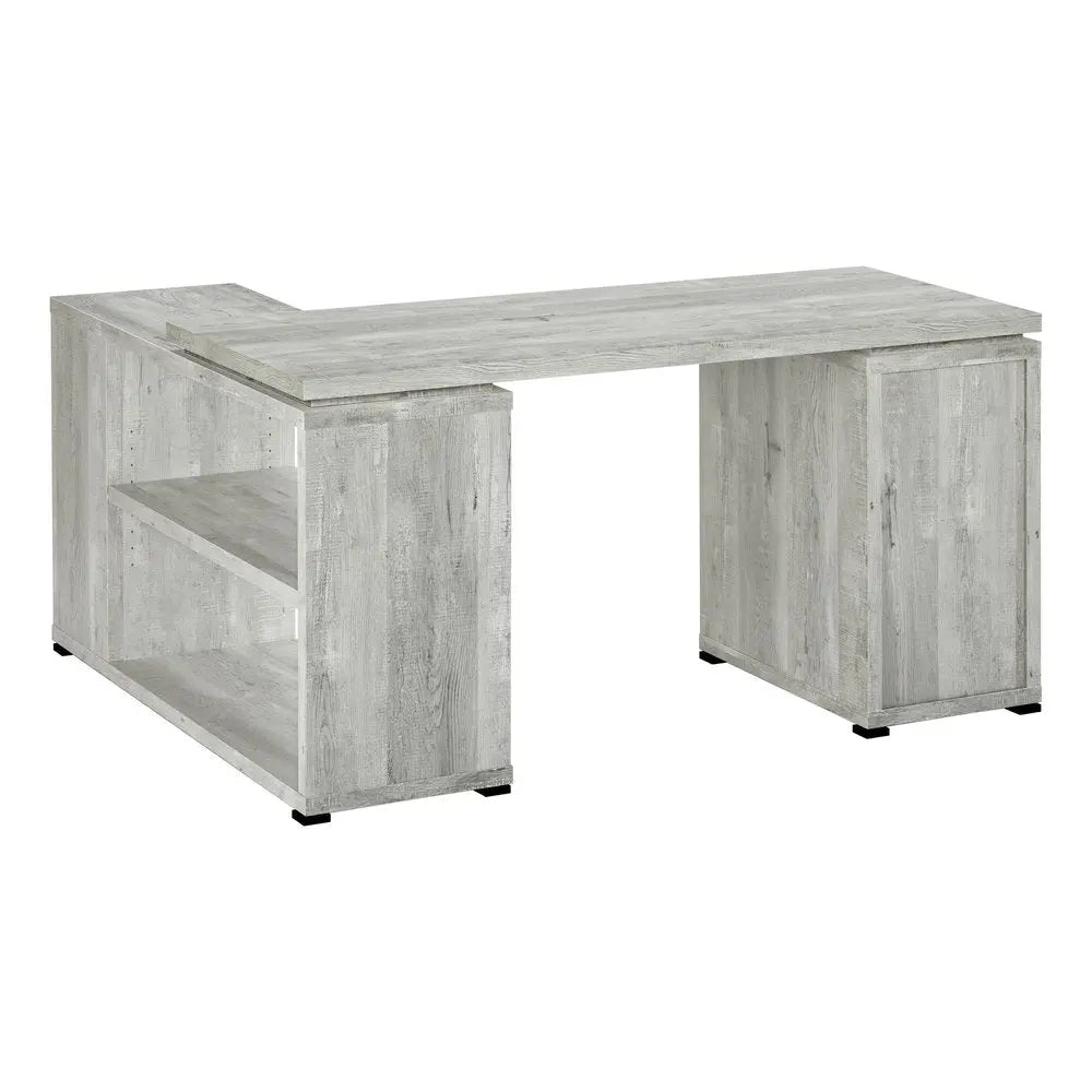 47" Gray L Shape Computer Desk With Three Drawers - NOBLE HOME INTERIORS