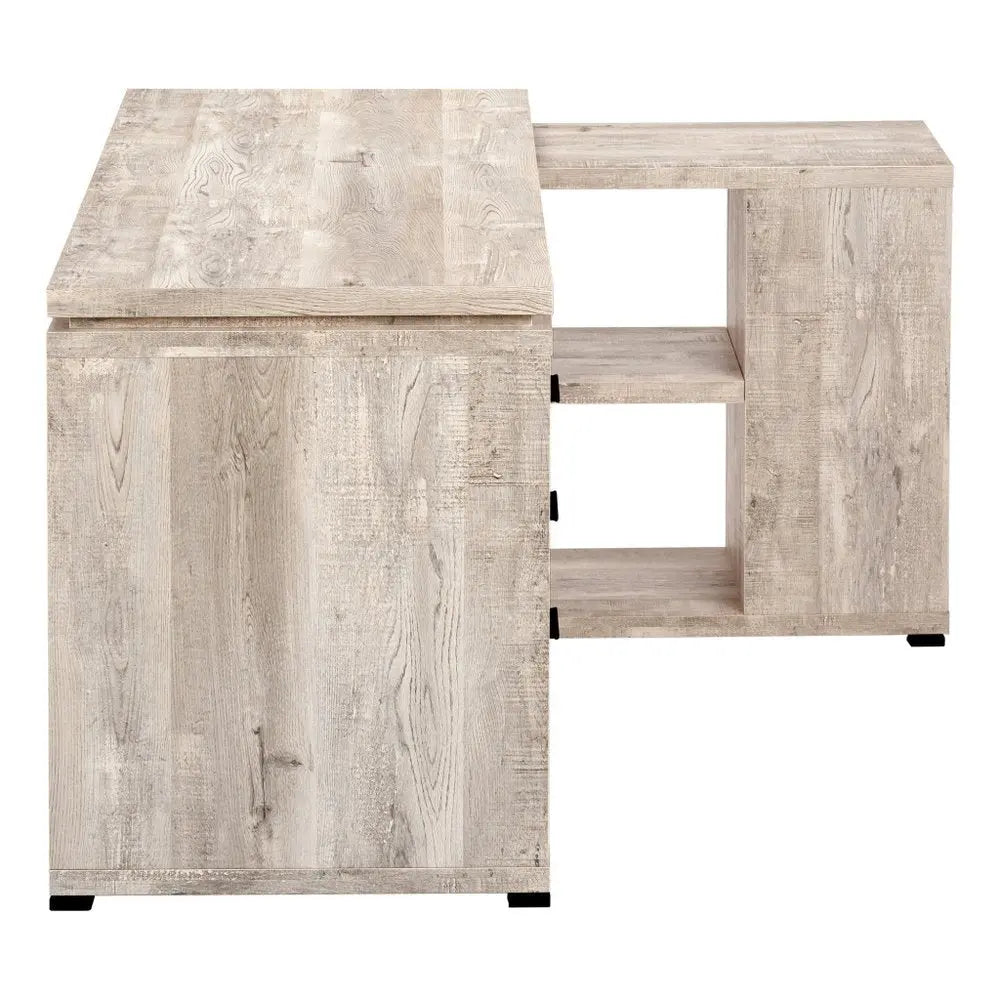 47" Gray L Shape Computer Desk With Three Drawers - NOBLE HOME INTERIORS