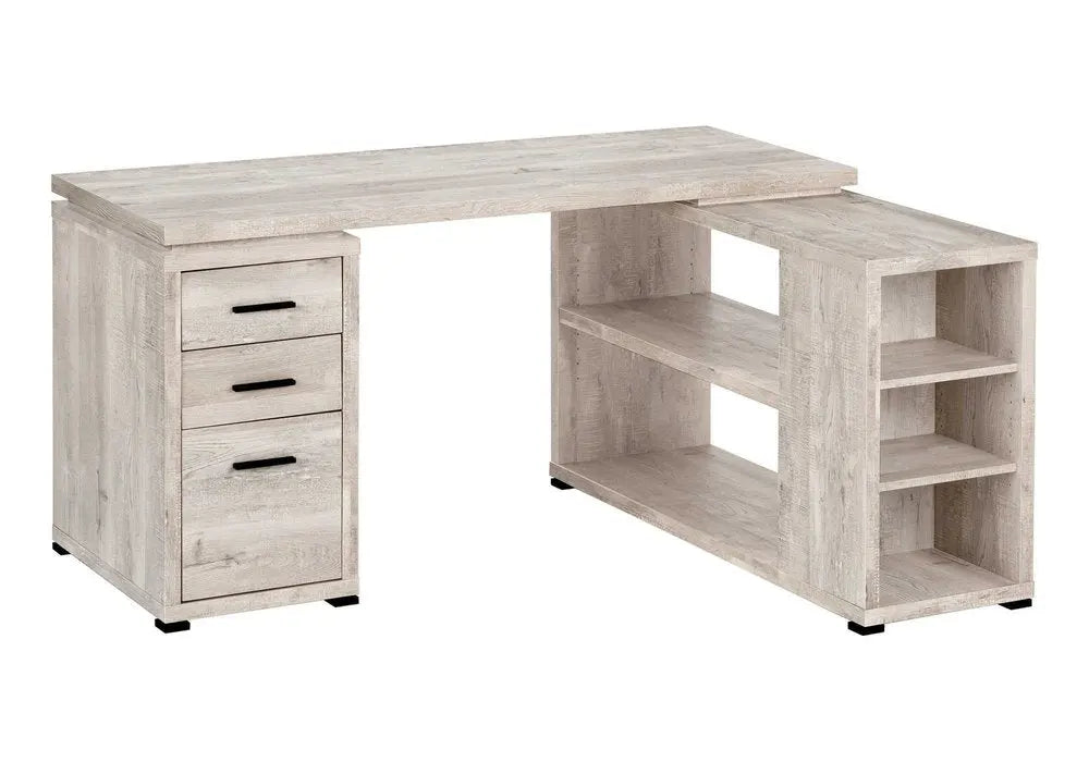 47" Gray L Shape Computer Desk With Three Drawers - NOBLE HOME INTERIORS