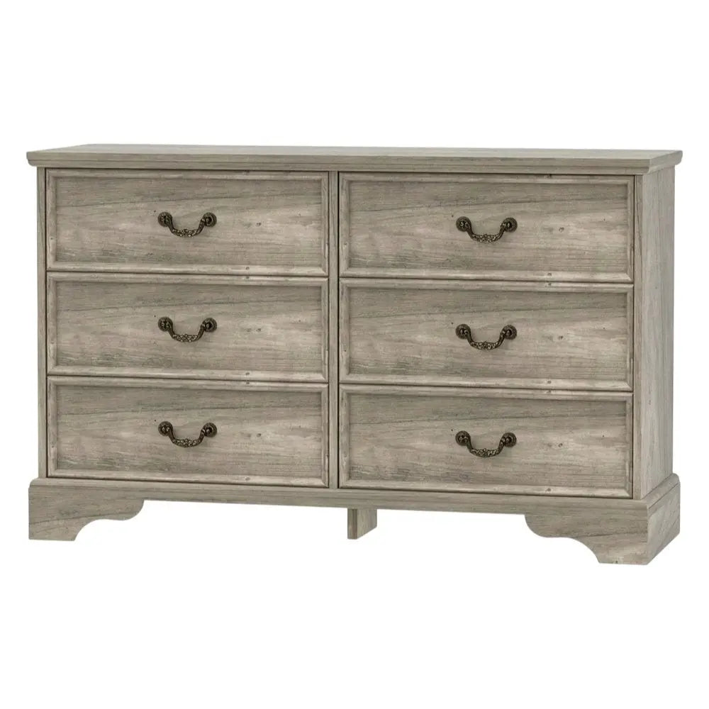 47" Light Gray Solid Wood Console Accent Cabinet With Six Drawers - NOVA HOME FURNITURE