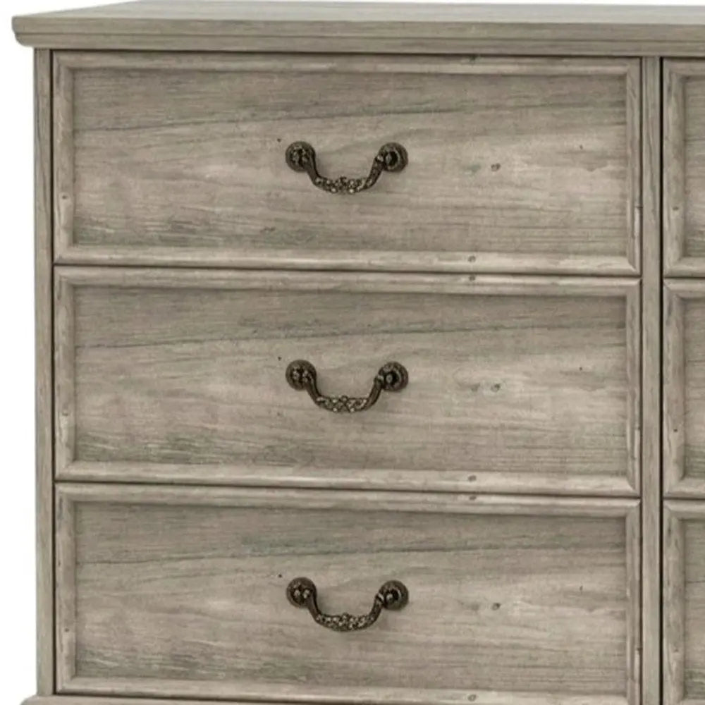 47" Light Gray Solid Wood Console Accent Cabinet With Six Drawers - NOVA HOME FURNITURE