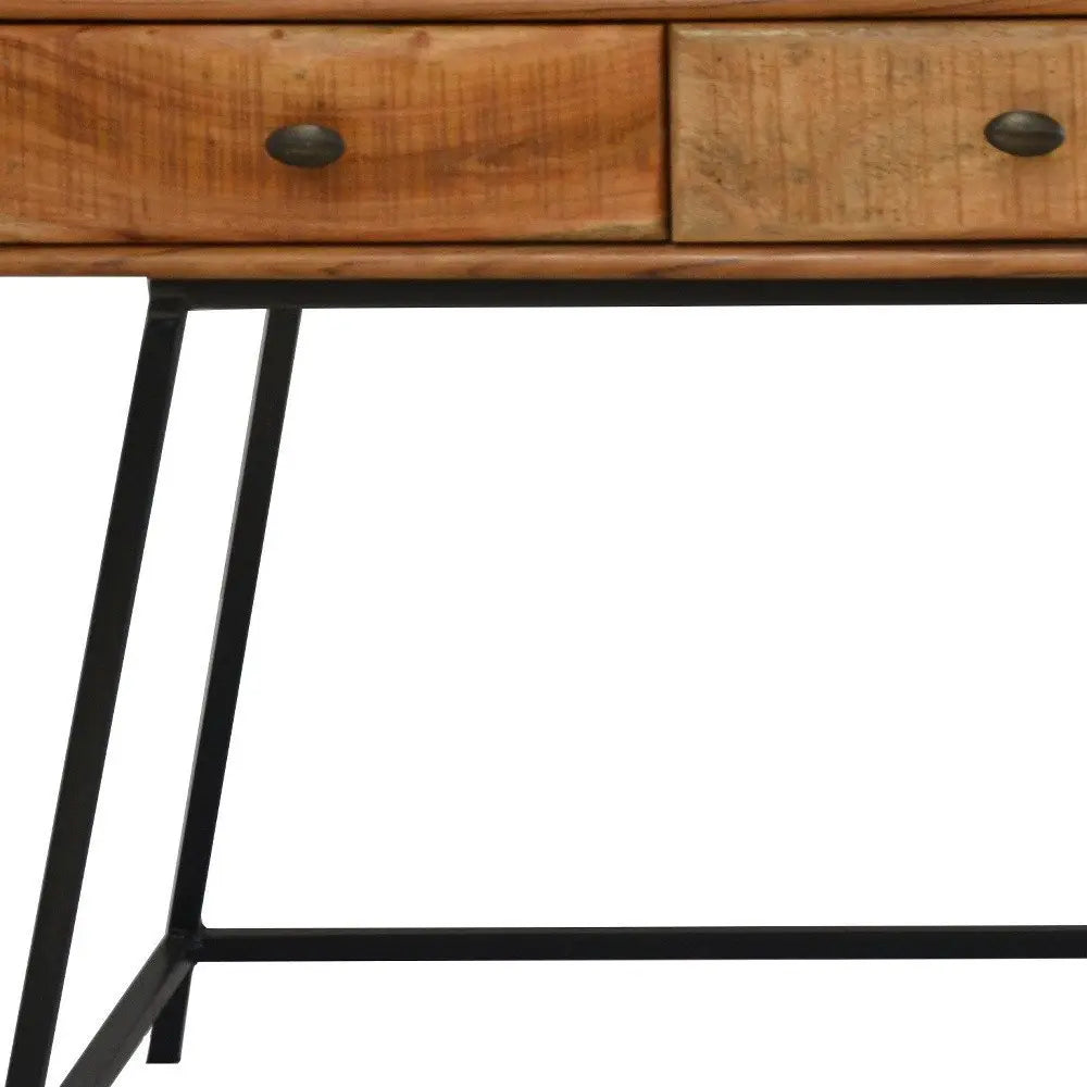 47" Natural and Black Solid Wood Writing Desk With Three Drawers - NOBLE HOME INTERIORS