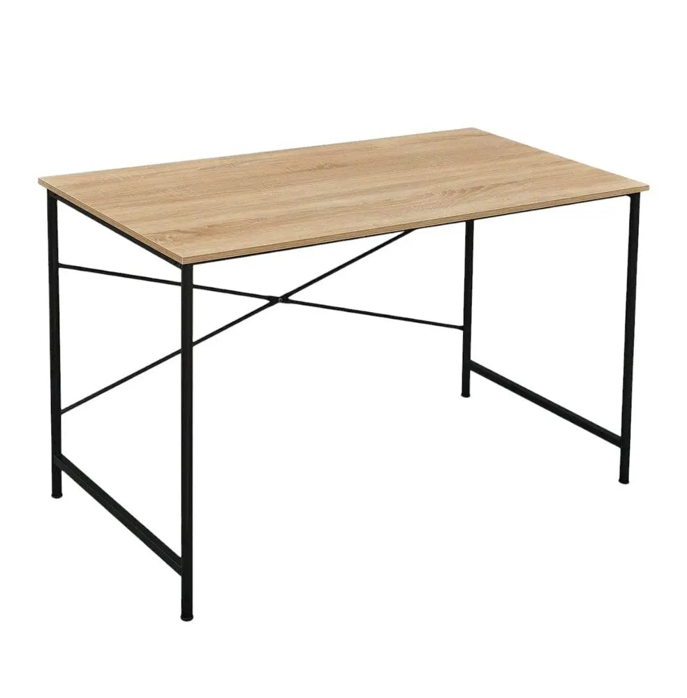 47" Natural and Black Wood and Metal Computer Desk - NOBLE HOME INTERIORS