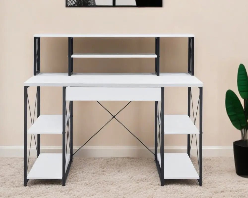 47" White and Black Computer Desk - NOBLE HOME INTERIORS