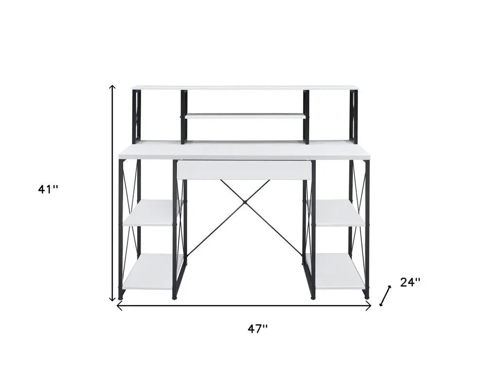 47" White and Black Computer Desk - NOBLE HOME INTERIORS