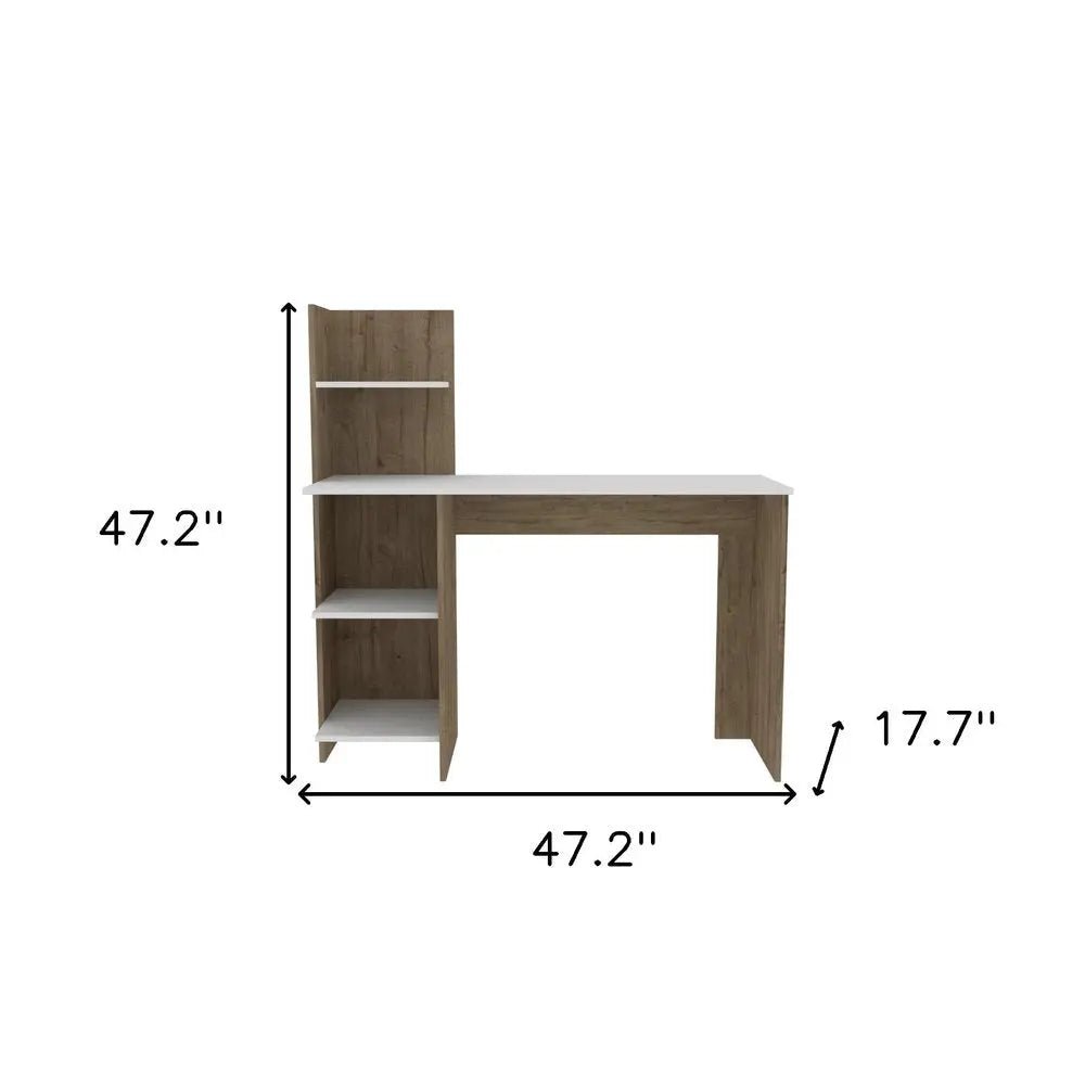 47" White and Brown Computer Desk - NOBLE HOME INTERIORS