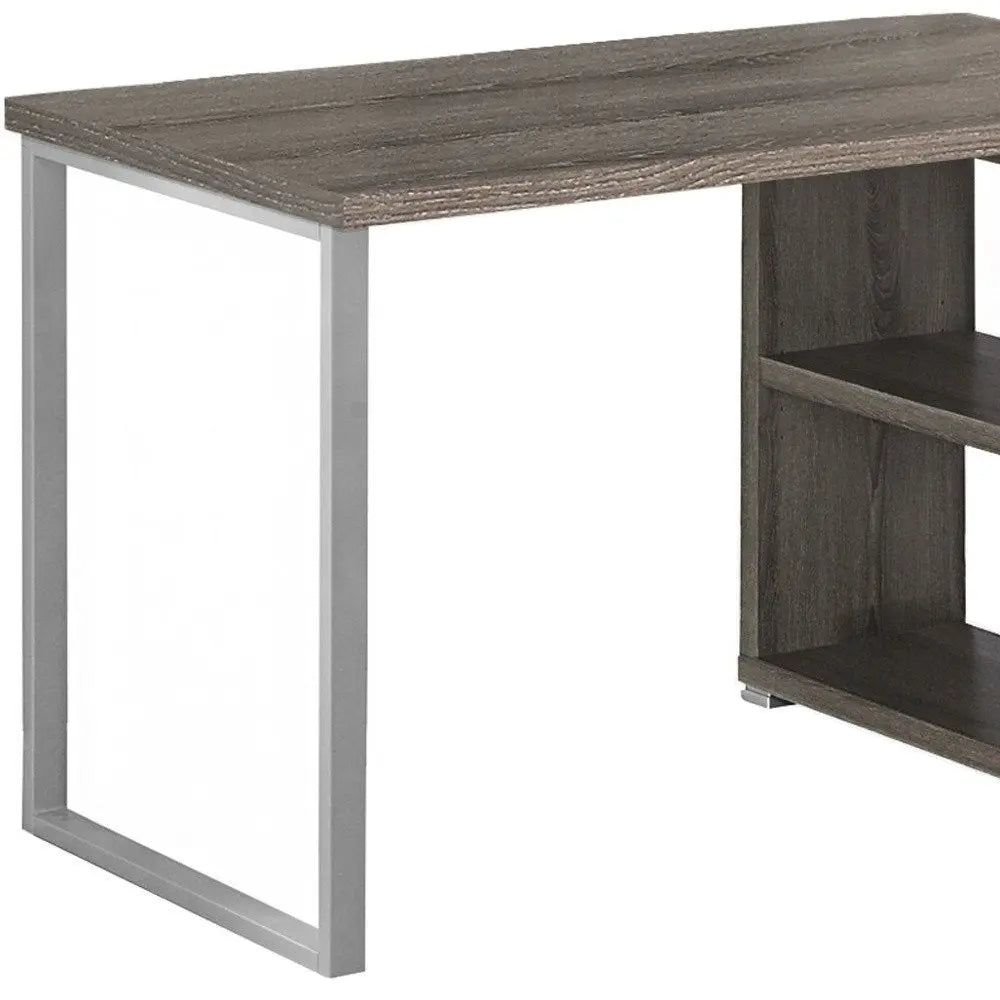 47" White and Silver L Shape Computer Desk With Three Drawers - NOBLE HOME INTERIORS