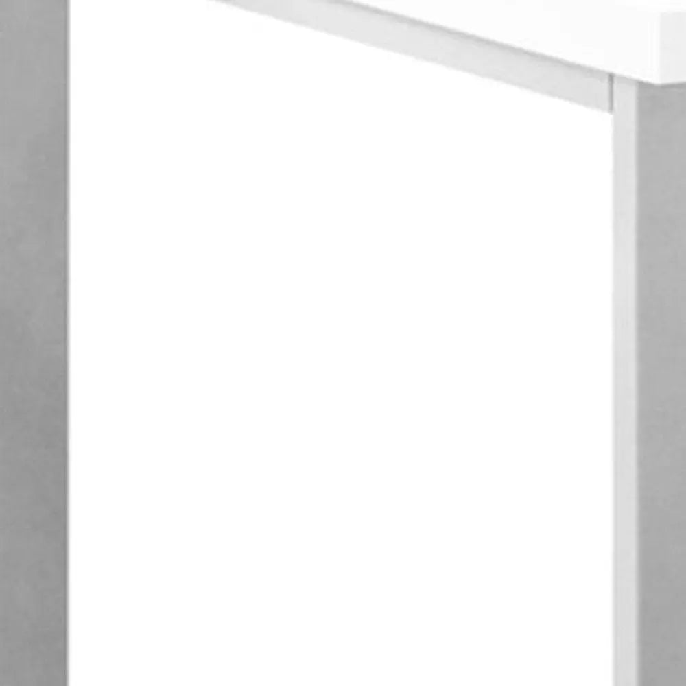 47" White and Silver L Shape Computer Desk With Three Drawers - NOBLE HOME INTERIORS