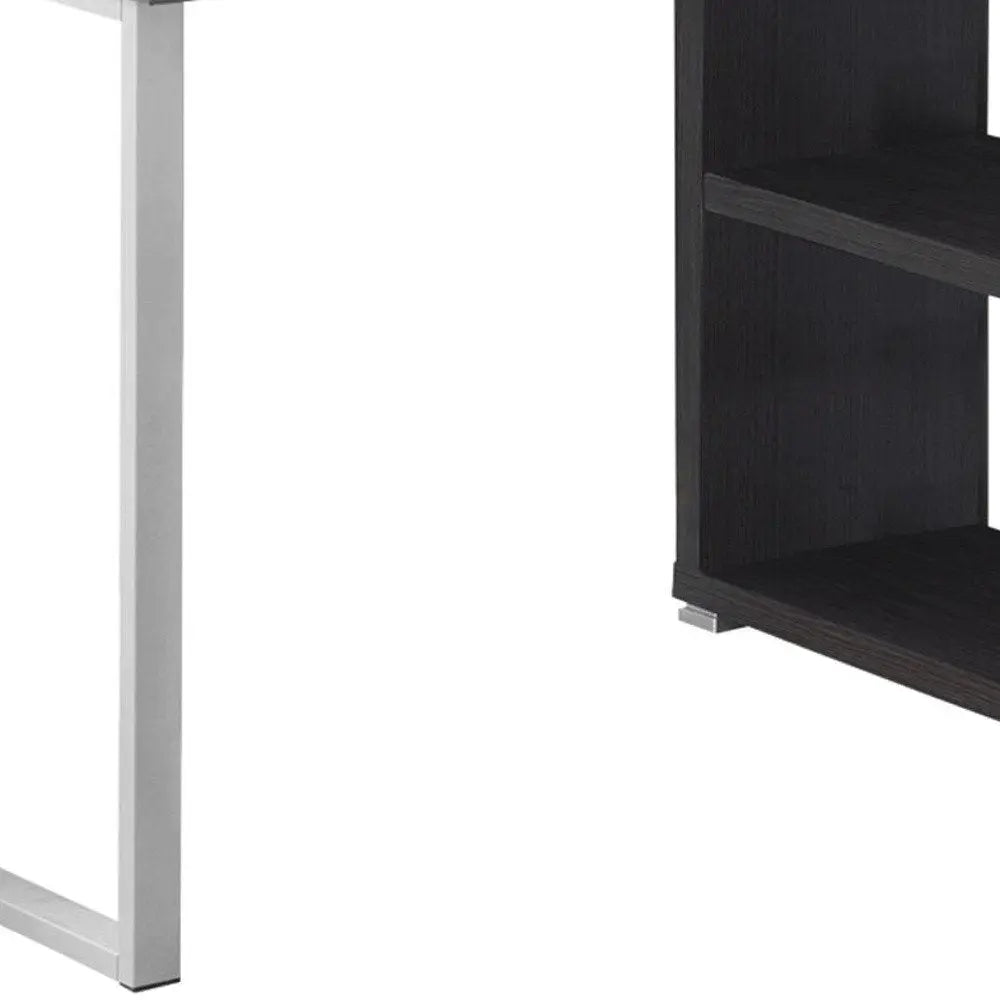 47" White and Silver L Shape Computer Desk With Three Drawers - NOBLE HOME INTERIORS