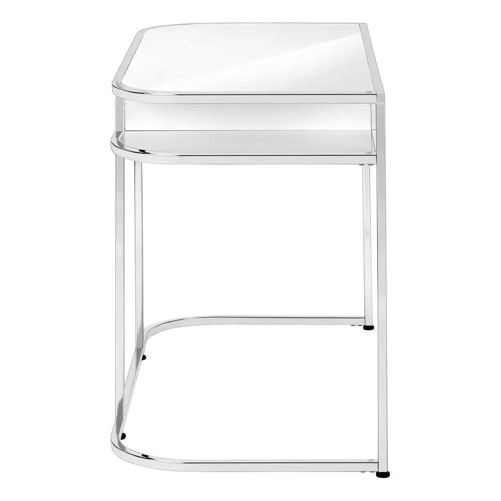 47" White and Silver Wood and Metal Sled Computer Desk - NOBLE HOME INTERIORS