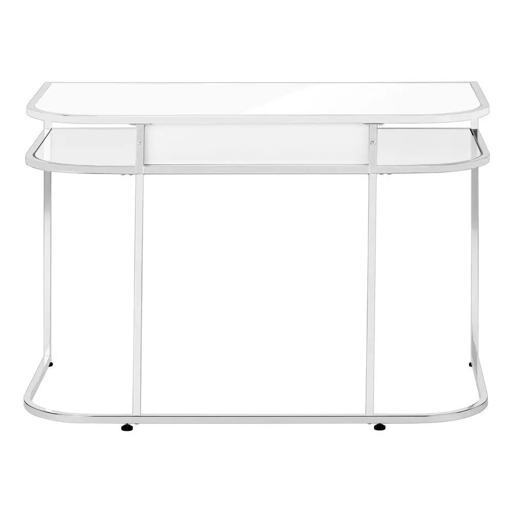 47" White and Silver Wood and Metal Sled Computer Desk - NOBLE HOME INTERIORS