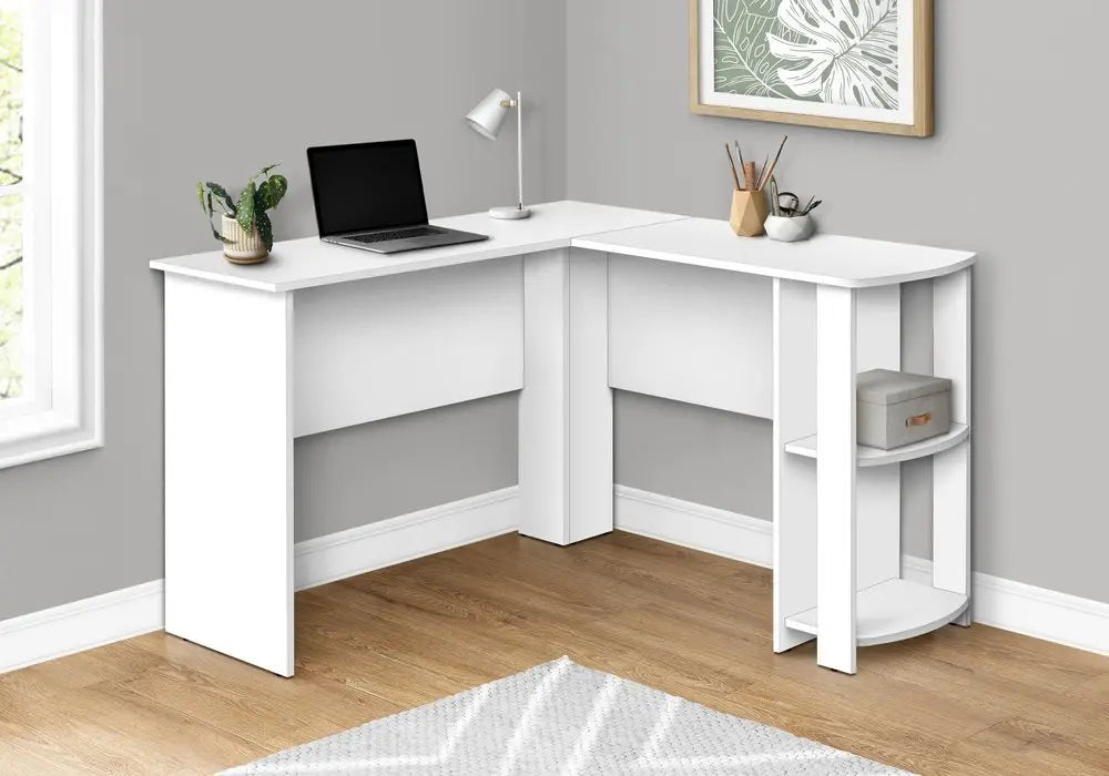 47" White Wood Corner Computer Desk - NOBLE HOME INTERIORS