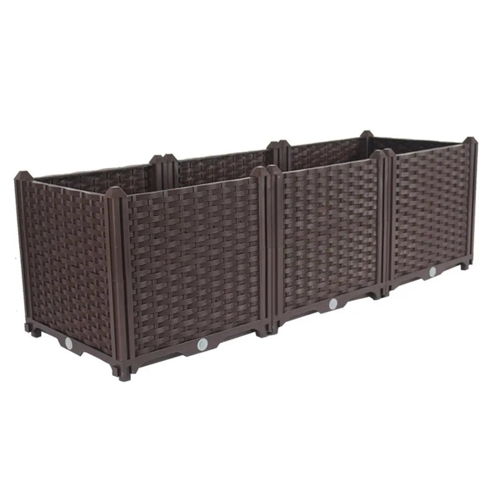 47" X 16" Dark Brown Heavy Duty Plastic Rectangular Self Watering Planter Box - NOBLE HOME INTERIORS