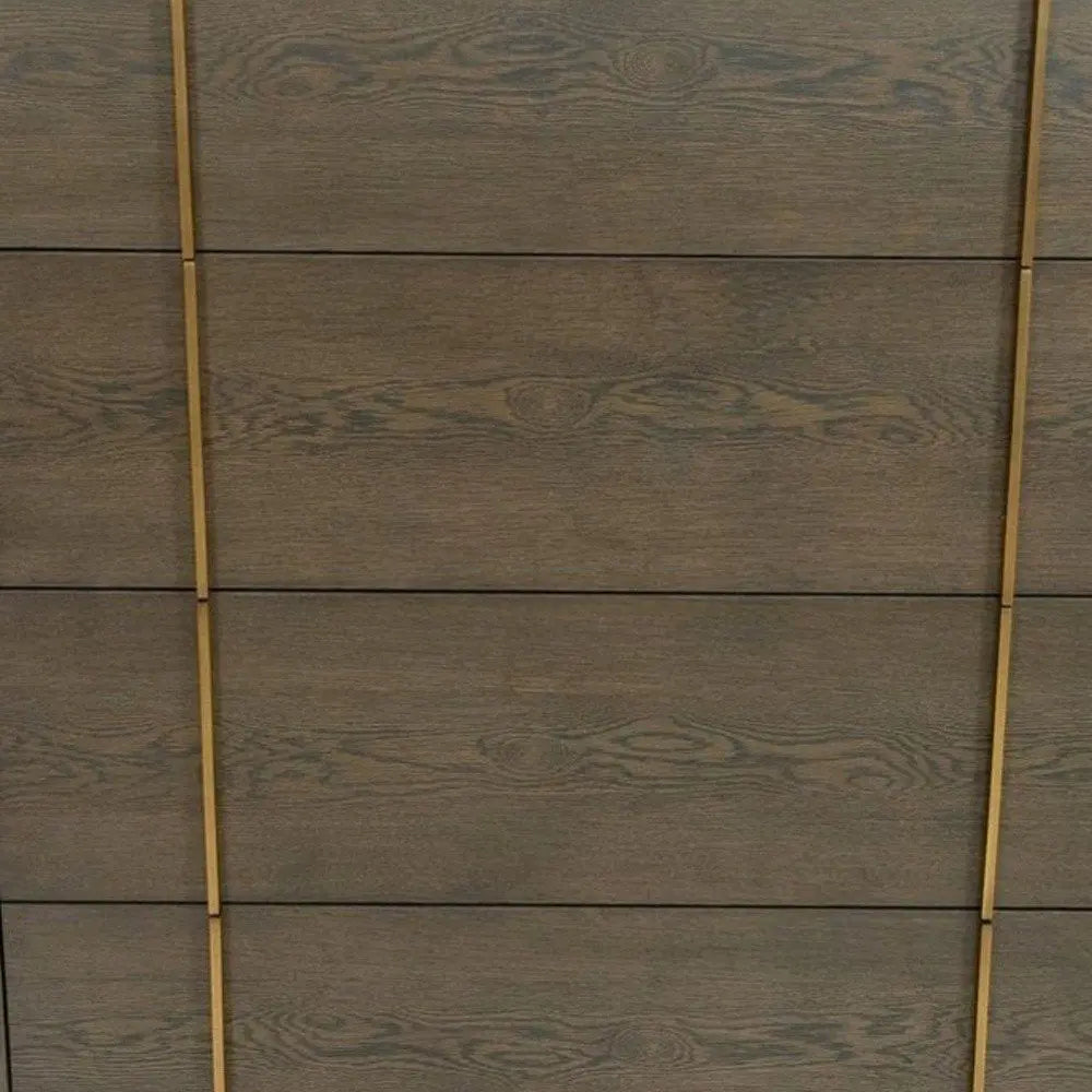 39" Dark Brown and gold Solid Wood Four Drawer Dresser HomeRoots