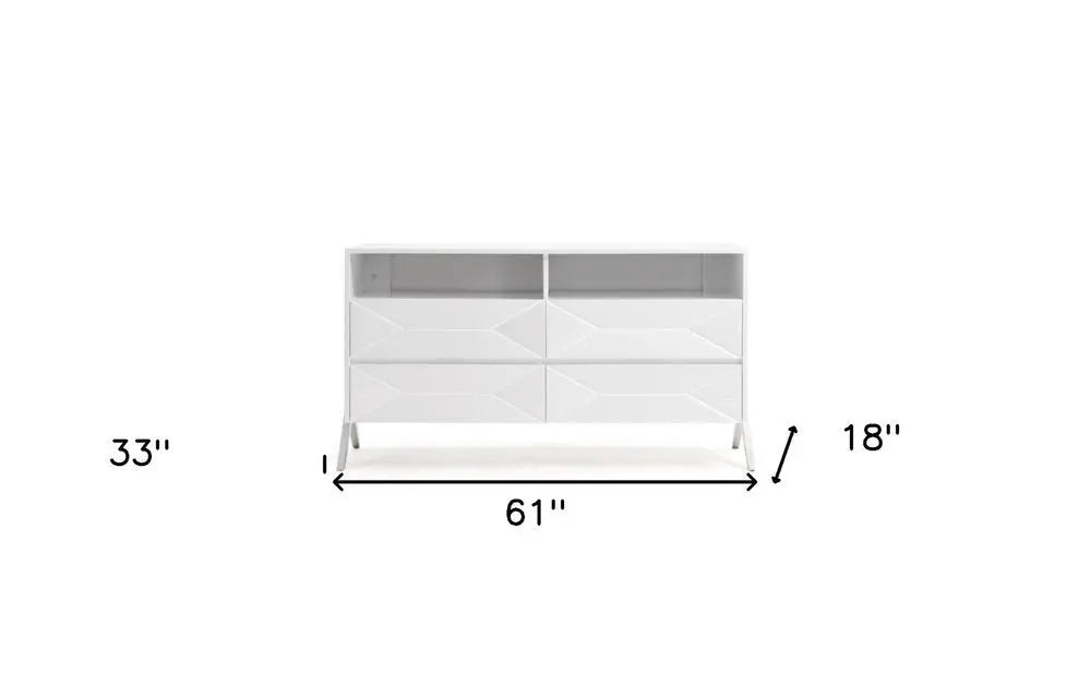 61" White Manufactured Wood Four Drawer Double Dresser HomeRoots