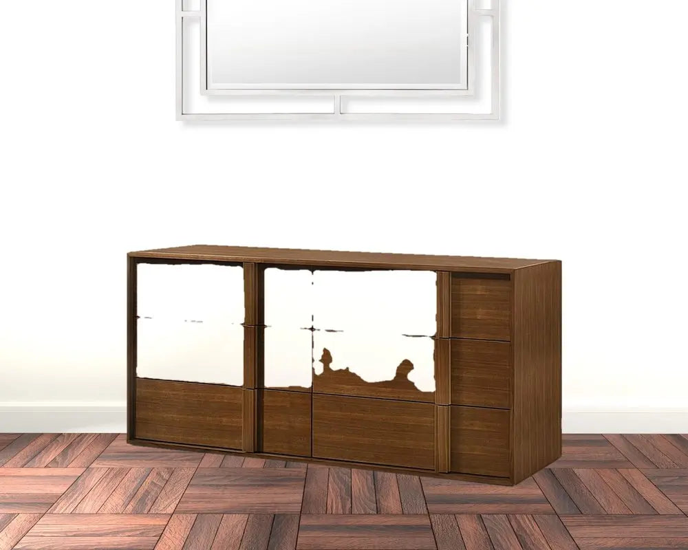 36" Walnut Brown Wood Contemporary Five Drawer Dresser HomeRoots