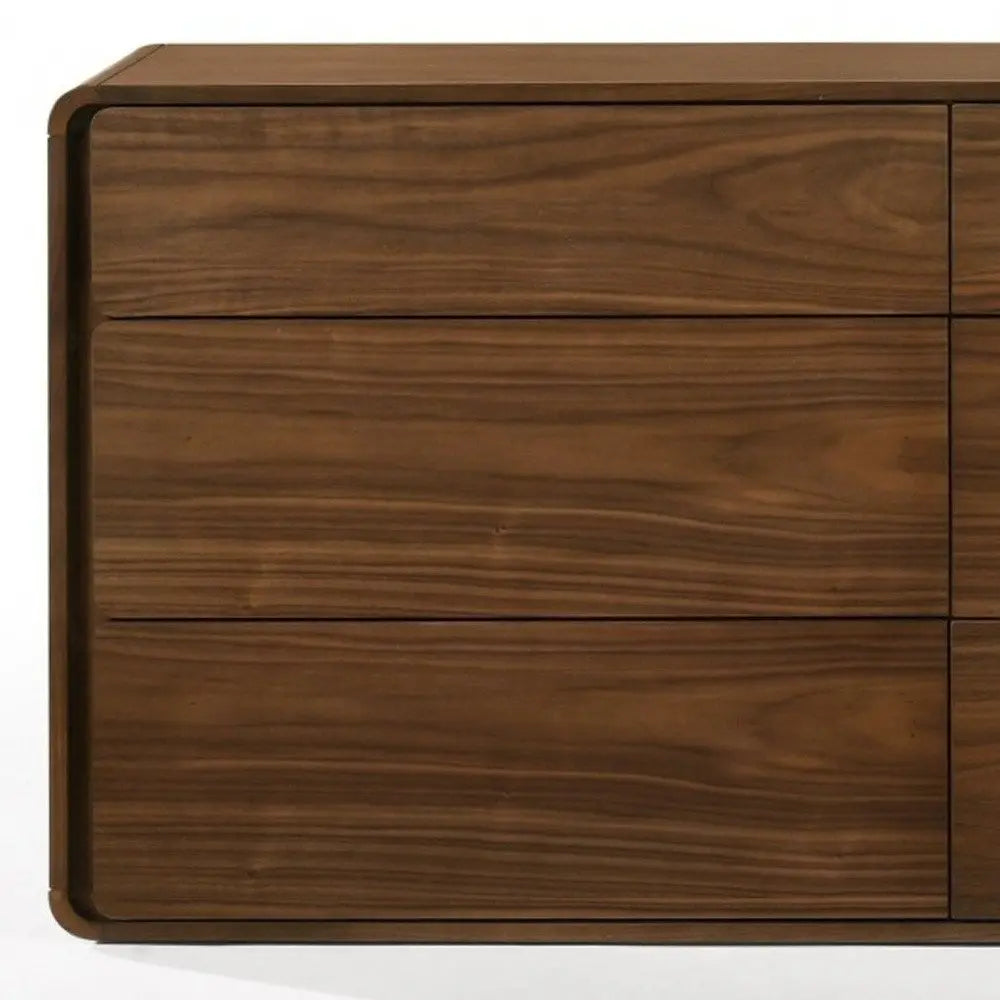 59" Walnut Solid Wood Six Drawer Double Dresser HomeRoots