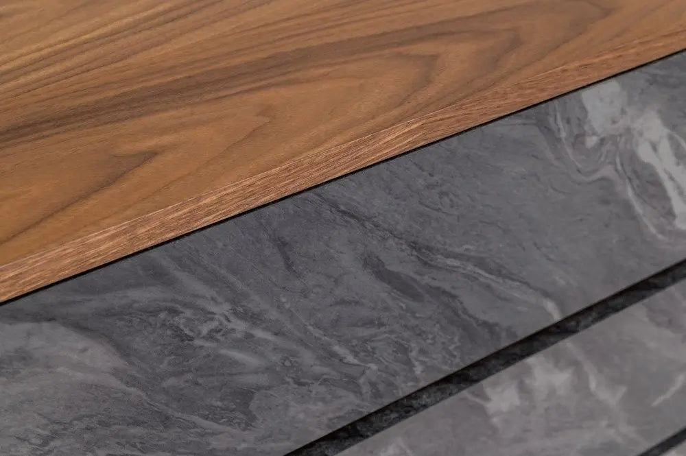 30" Walnut And Grey Manufactured Wood Five Drawer Chest HomeRoots