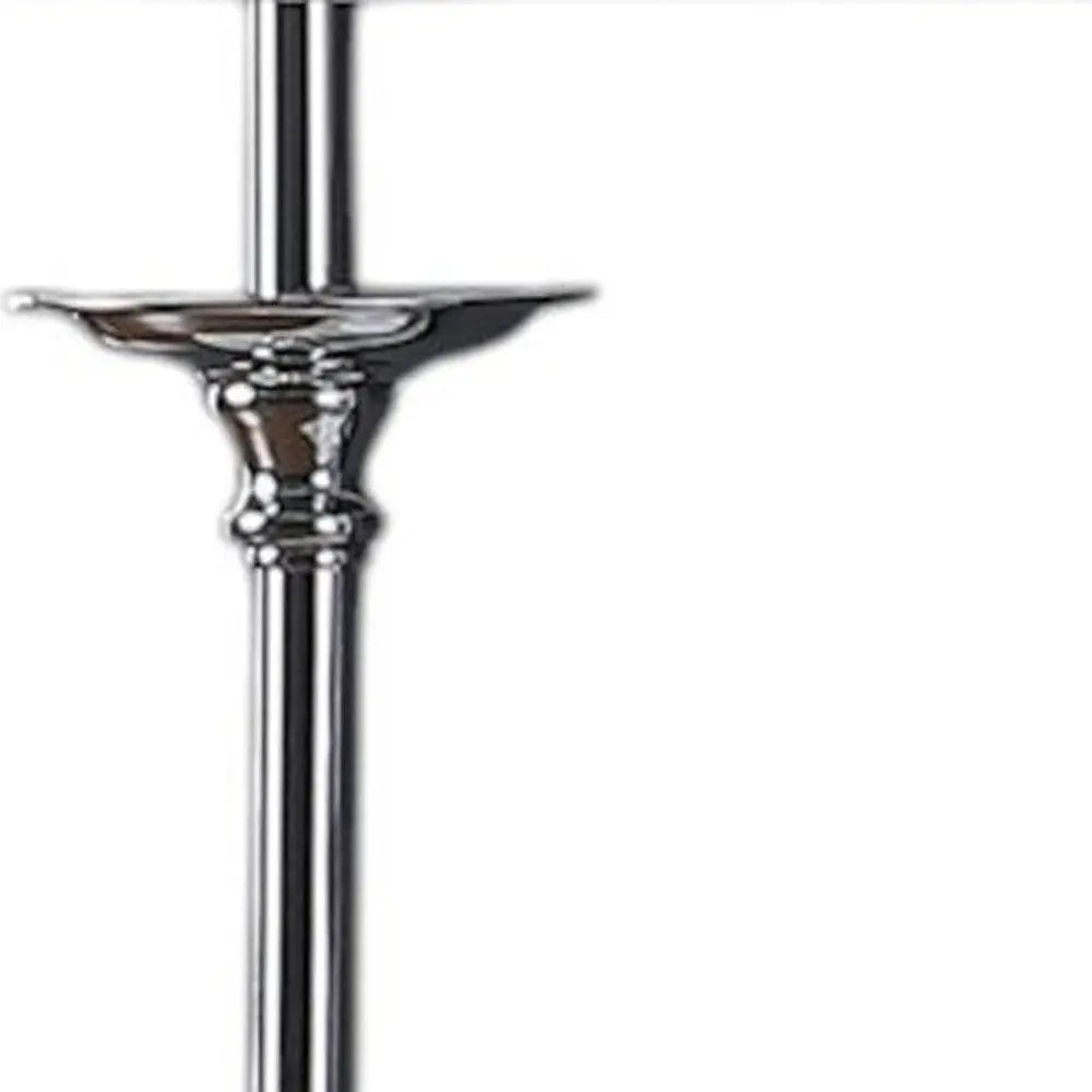 26" Silver Metal And Faux Crystal Table Lamp With White Cylinder Shade HomeRoots