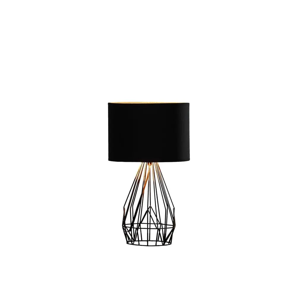 18” Asymmetric Black Cage Metal Table Lamp HomeRoots