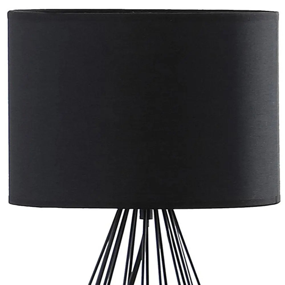 18” Asymmetric Black Cage Metal Table Lamp HomeRoots