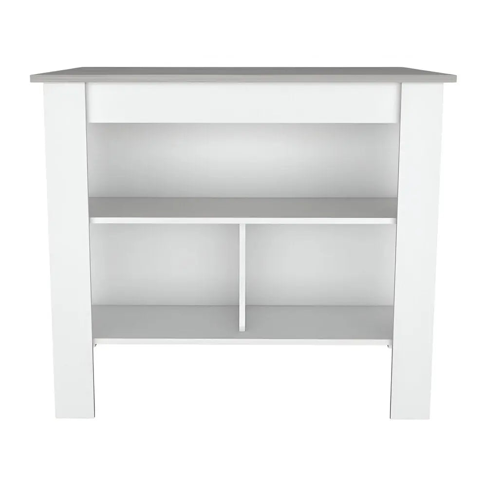 White and Gray 41" Kitchen Island With Storage HomeRoots