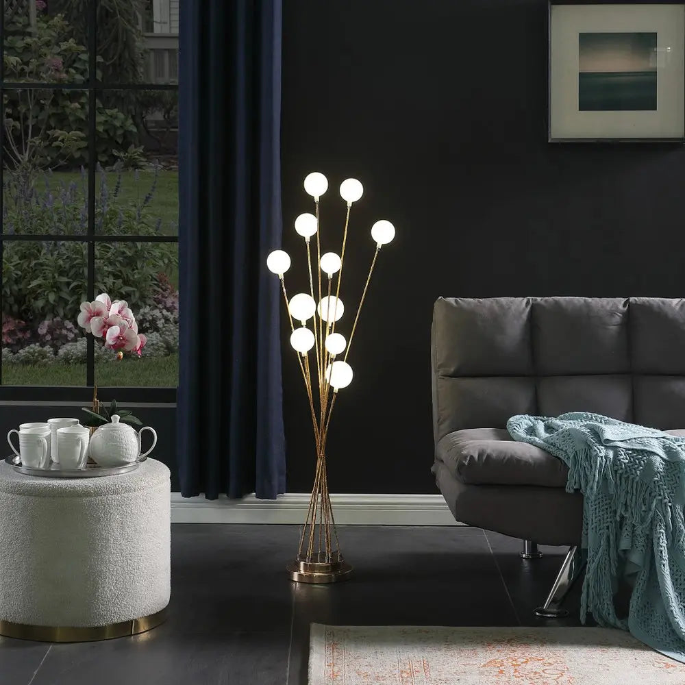 46" Gold 11 LED Novelty Floor Lamp With White HomeRoots