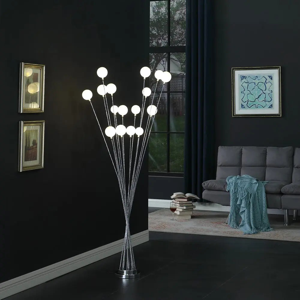 62" Silver 16 LED Novelty Floor Lamp With White HomeRoots