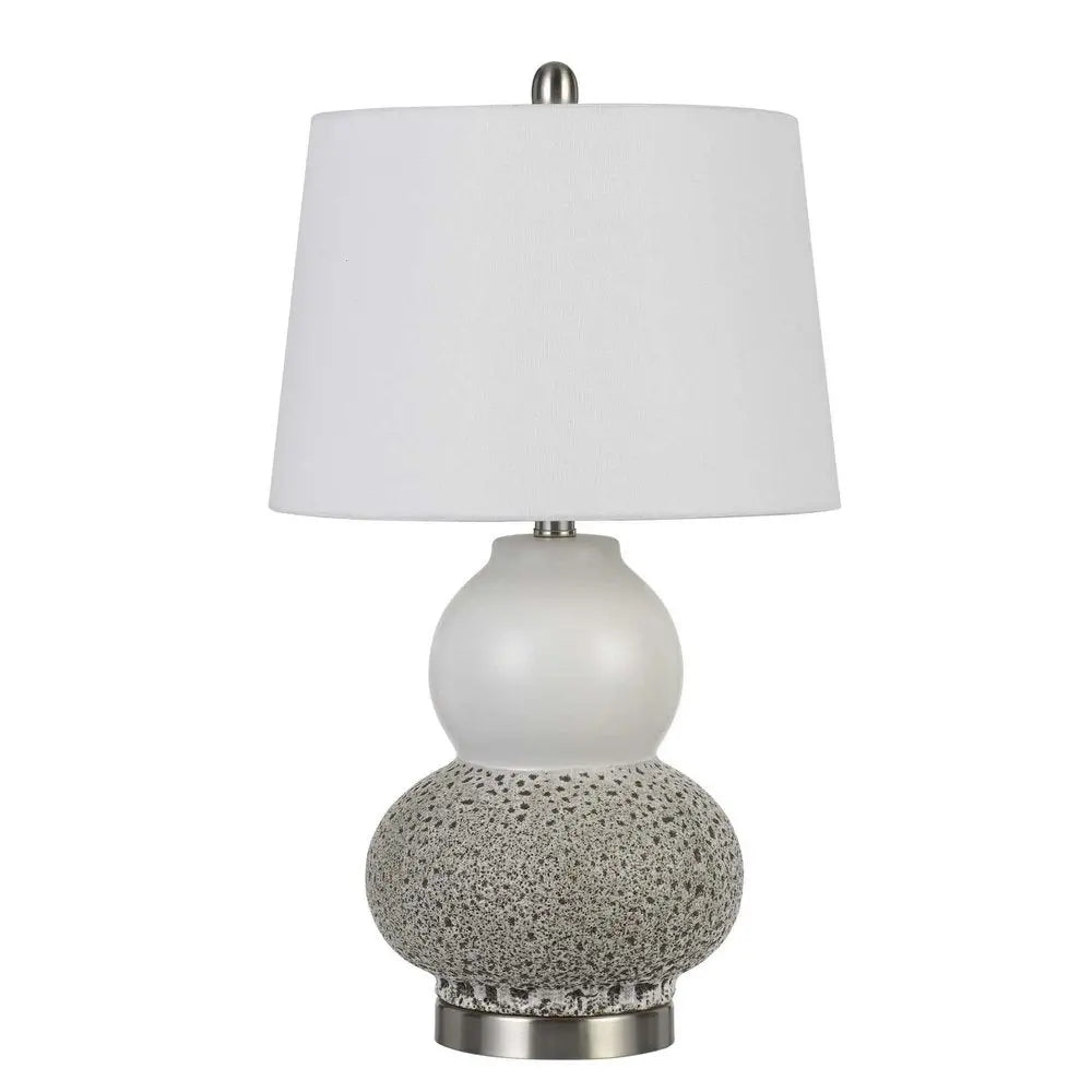 Set Of Two 24" Silver Metal Two Light Desk Table Lamps With White Globe Shade HomeRoots