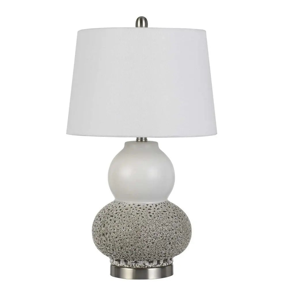 Set Of Two 24" Silver Metal Two Light Desk Table Lamps With White Globe Shade HomeRoots