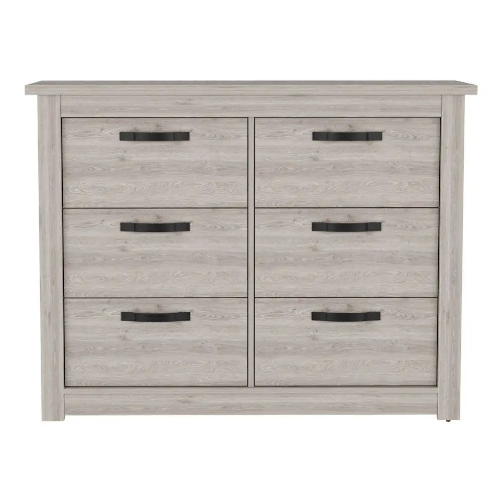 47" Gray Wood Six Drawer Double Dresser HomeRoots