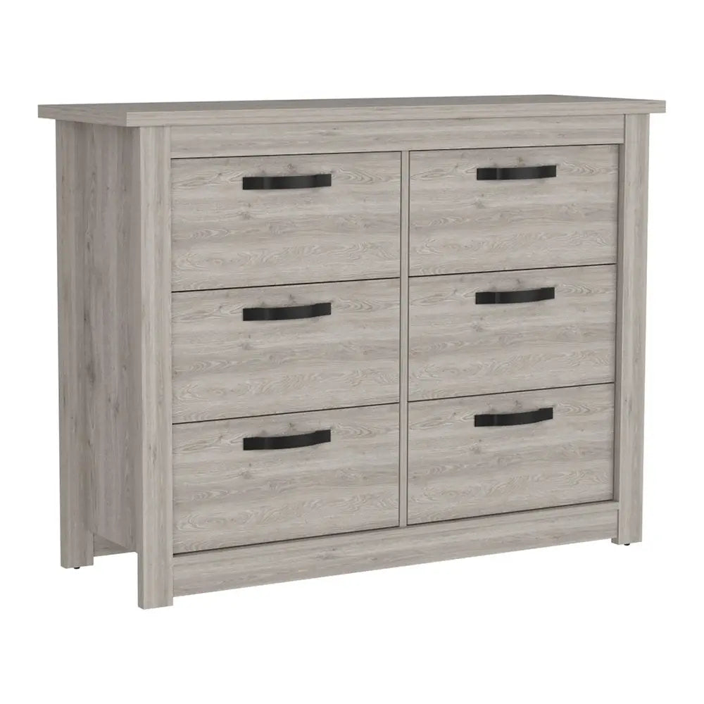 47" Gray Wood Six Drawer Double Dresser HomeRoots