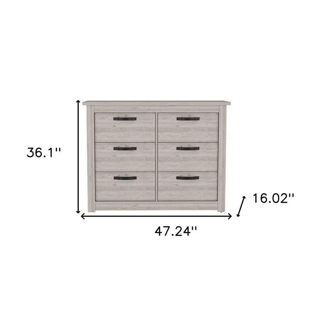 47" Gray Wood Six Drawer Double Dresser HomeRoots