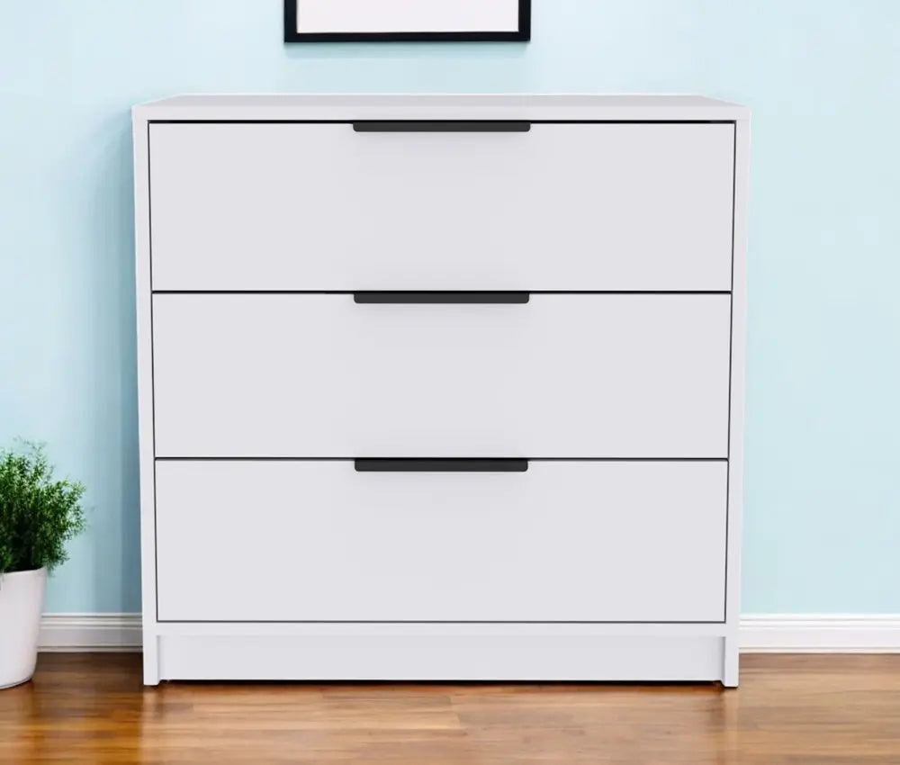 28" White Three Drawer Standard Chest HomeRoots
