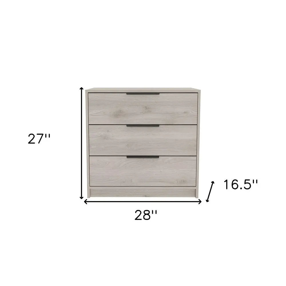 28" Light Gray Wood Three Drawer Dresser HomeRoots