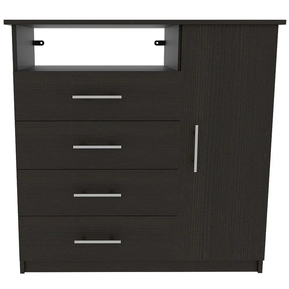 36" Black Manufactured Wood Four Drawer Combo Dresser HomeRoots