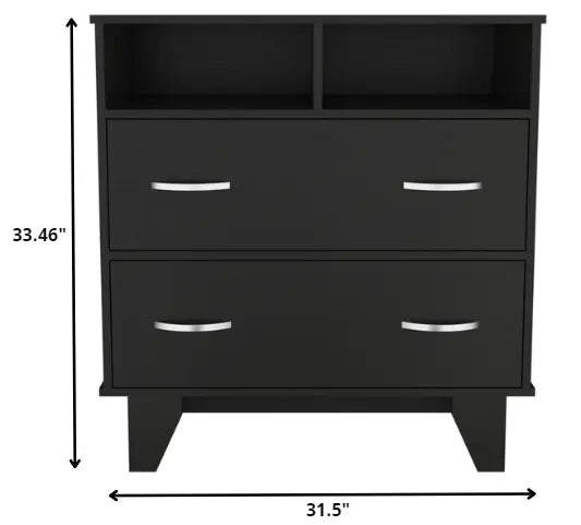 32" Black Manufactured Wood Two Drawer Dresser HomeRoots