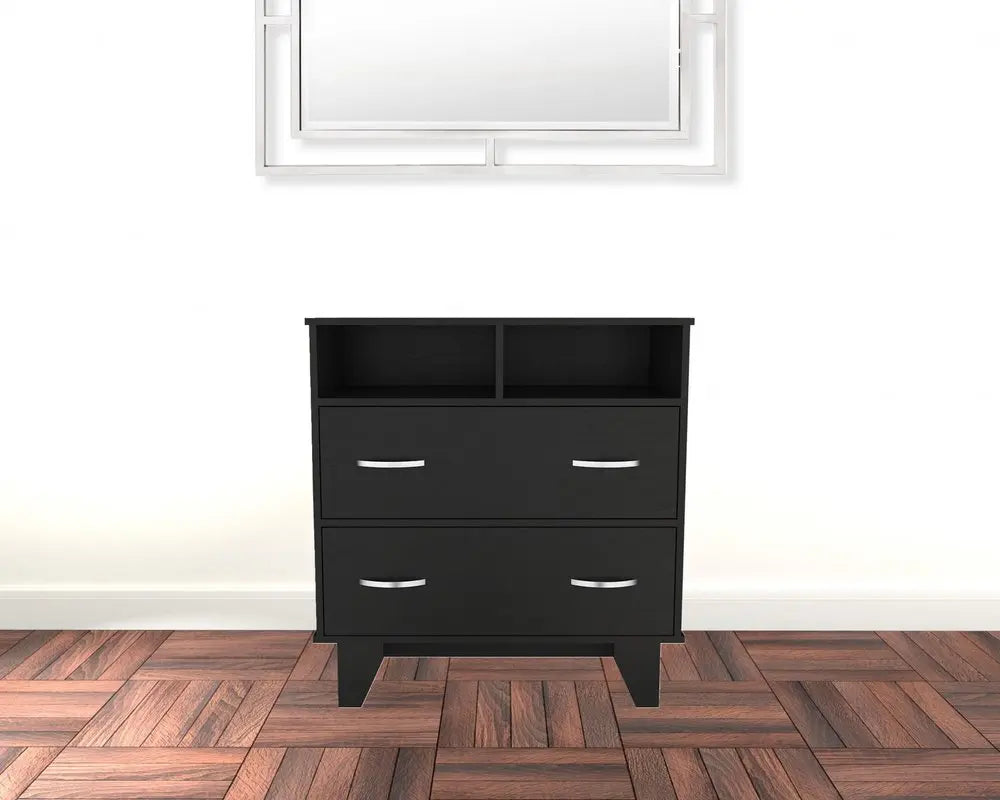 32" Black Manufactured Wood Two Drawer Dresser HomeRoots