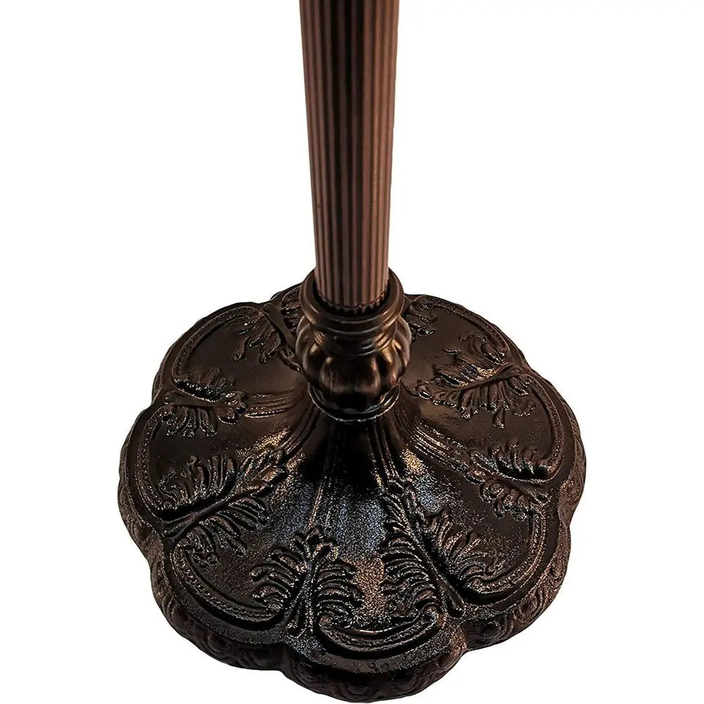 62" Brown Two Light Traditional Shaped Floor Lamp With Red Flowers Stained Glass Dome Shade HomeRoots