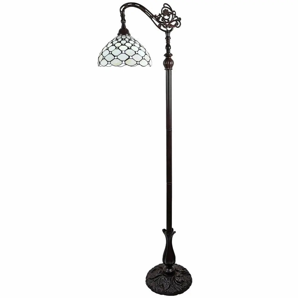 62" Brown And White Metal Floor Lamp With White Glass Bowl Shade HomeRoots