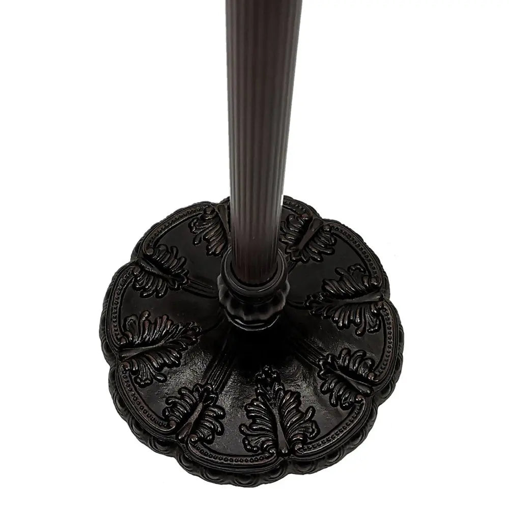 63" Brown Two Light Traditional Shaped Floor Lamp With White Stained Glass Bowl Shade HomeRoots