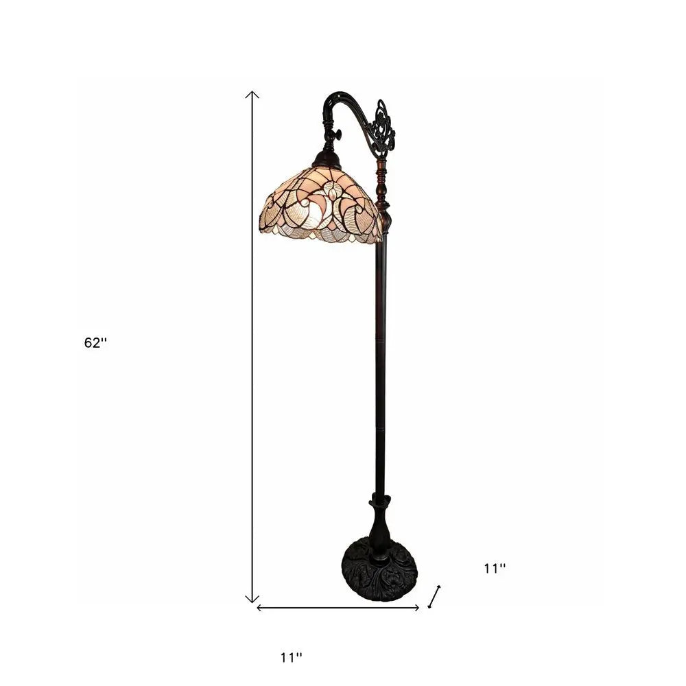 62" Brown And White Floor Lamp With White Glass Bowl Shade HomeRoots