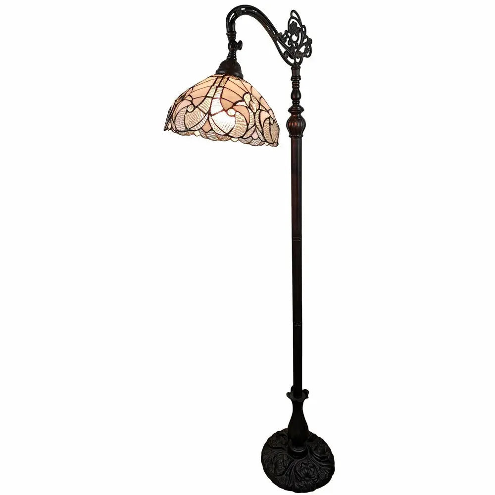 62" Brown And White Floor Lamp With White Glass Bowl Shade HomeRoots