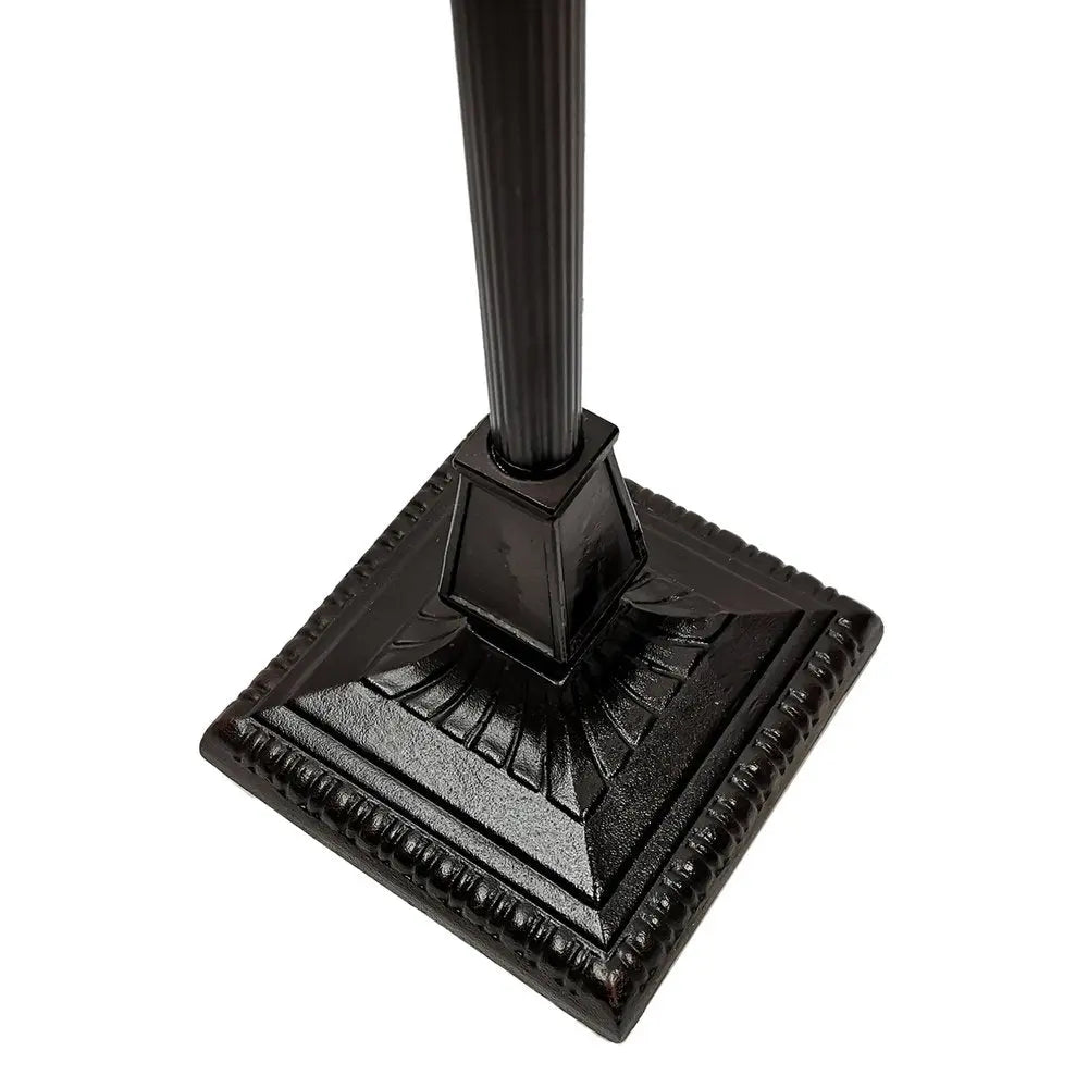 62" Brown Two Light Beige And Brown Geometric Stained Glass Floor Lamp HomeRoots