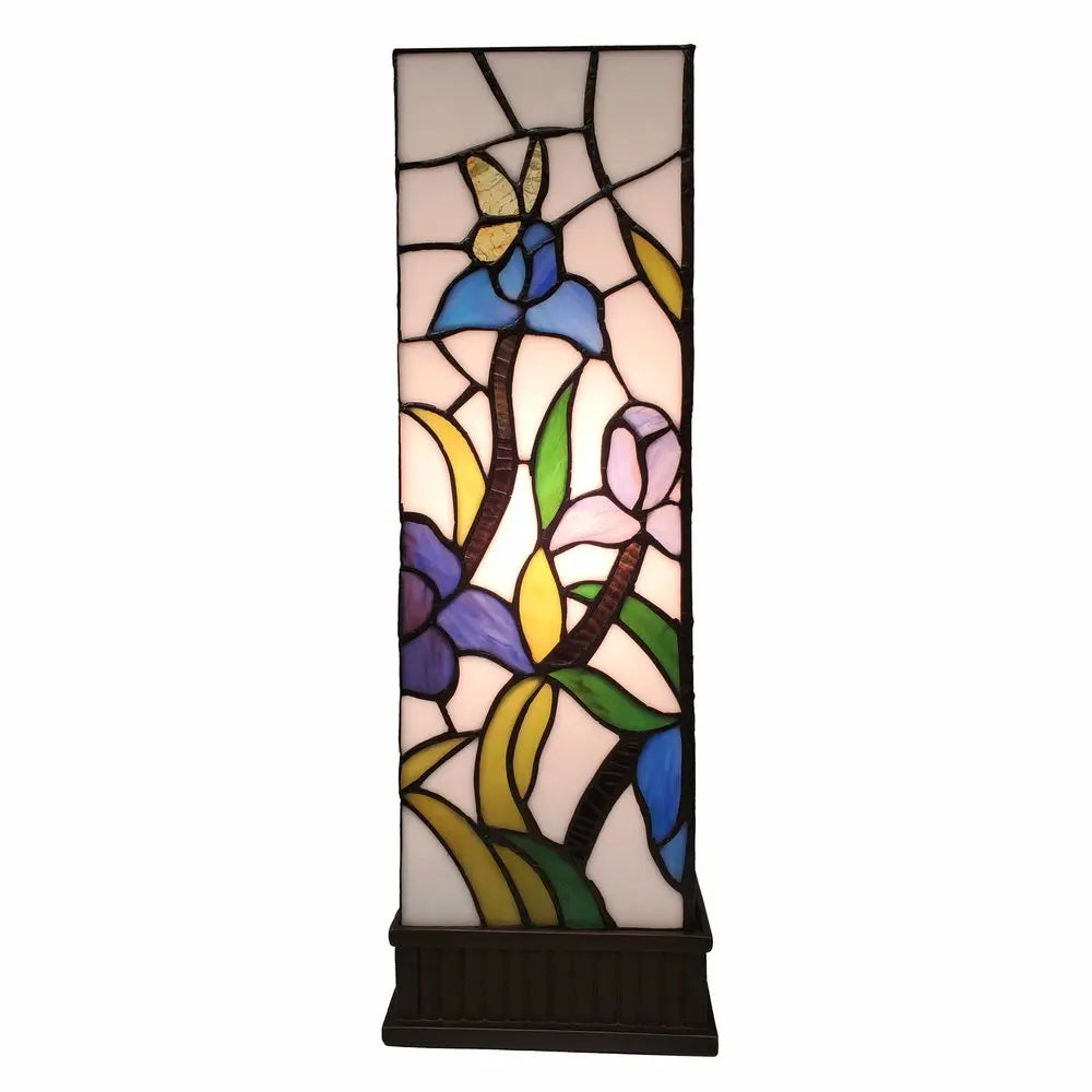 18" Tiffany Style Floral Dark Brown Base Table Lamp HomeRoots