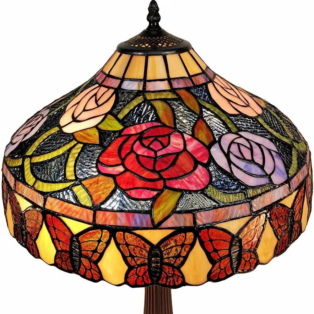 23" Dark Brown Metal Two Light Candlestick Table Lamp With Red and Black Shade HomeRoots