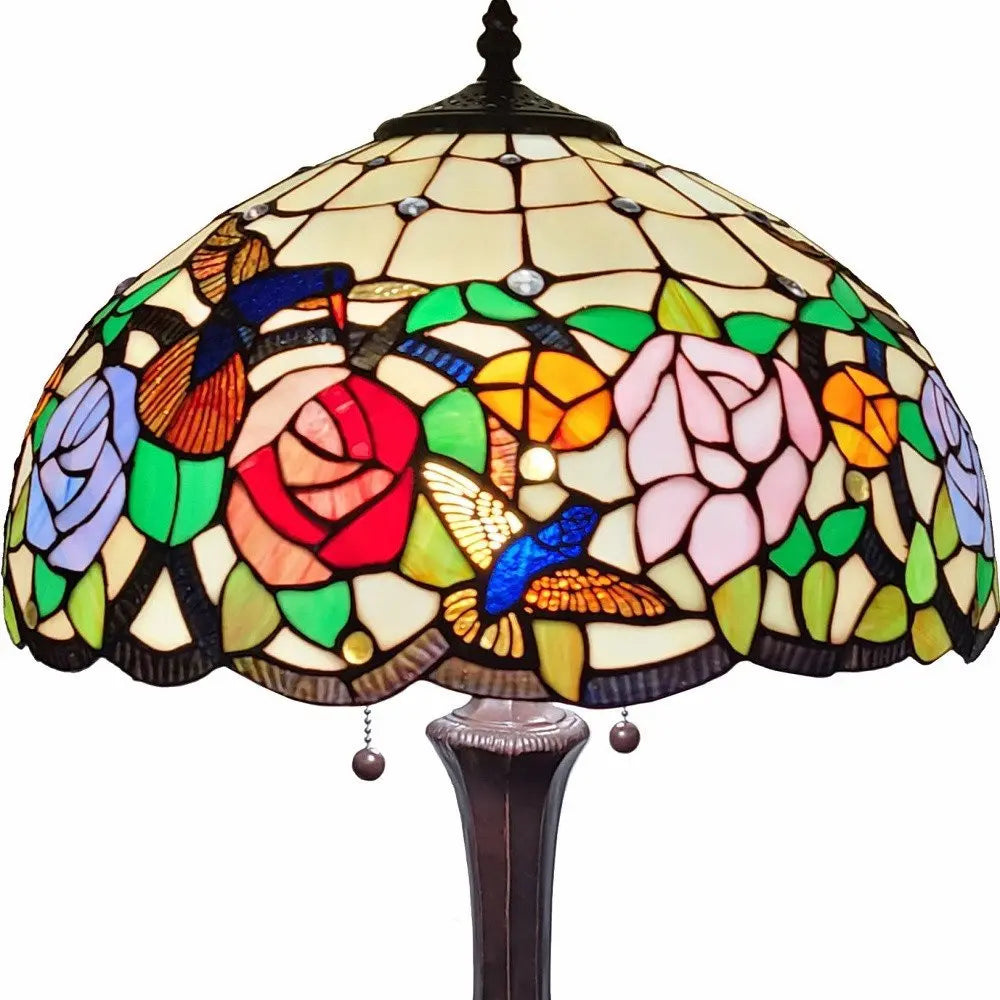 23" Dark Brown Metal Two Light Candlestick Table Lamp With Brown and Ivory Shade HomeRoots