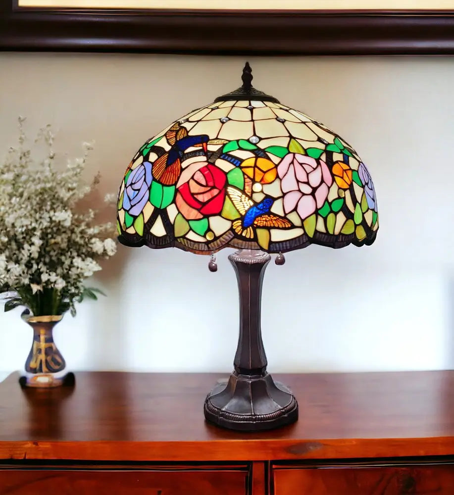 23" Dark Brown Metal Two Light Candlestick Table Lamp With Brown and Ivory Shade HomeRoots